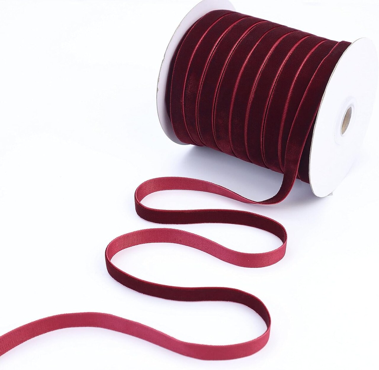 48 Yards Burgundy Velvet Ribbon 3/8Inch Velvet Fabric Ribbon Trim Single Face Spool Satin Velvet Ribbon for Gift Wrapping Bow Making Christmas Decoration
